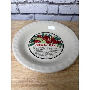 Sunnycraft Sunstone Apple Pie Plate 11"  w/Recipe Hand Crafted